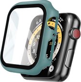 Apple Watch Series 4 / 5 / 6 / SE - 44 mm - Donkergroen Screen Protector - iMoshion Full Cover Hard Case / Hoesje - Donkergroen