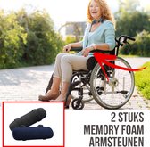 Allernieuwste.nl® 2 STUKS Rolstoel Armsteunen BLAUW Memory Foam - Anti Slip met Klittenband - Armleuning Kussen - Invalidenwagen - 2x Blauw
