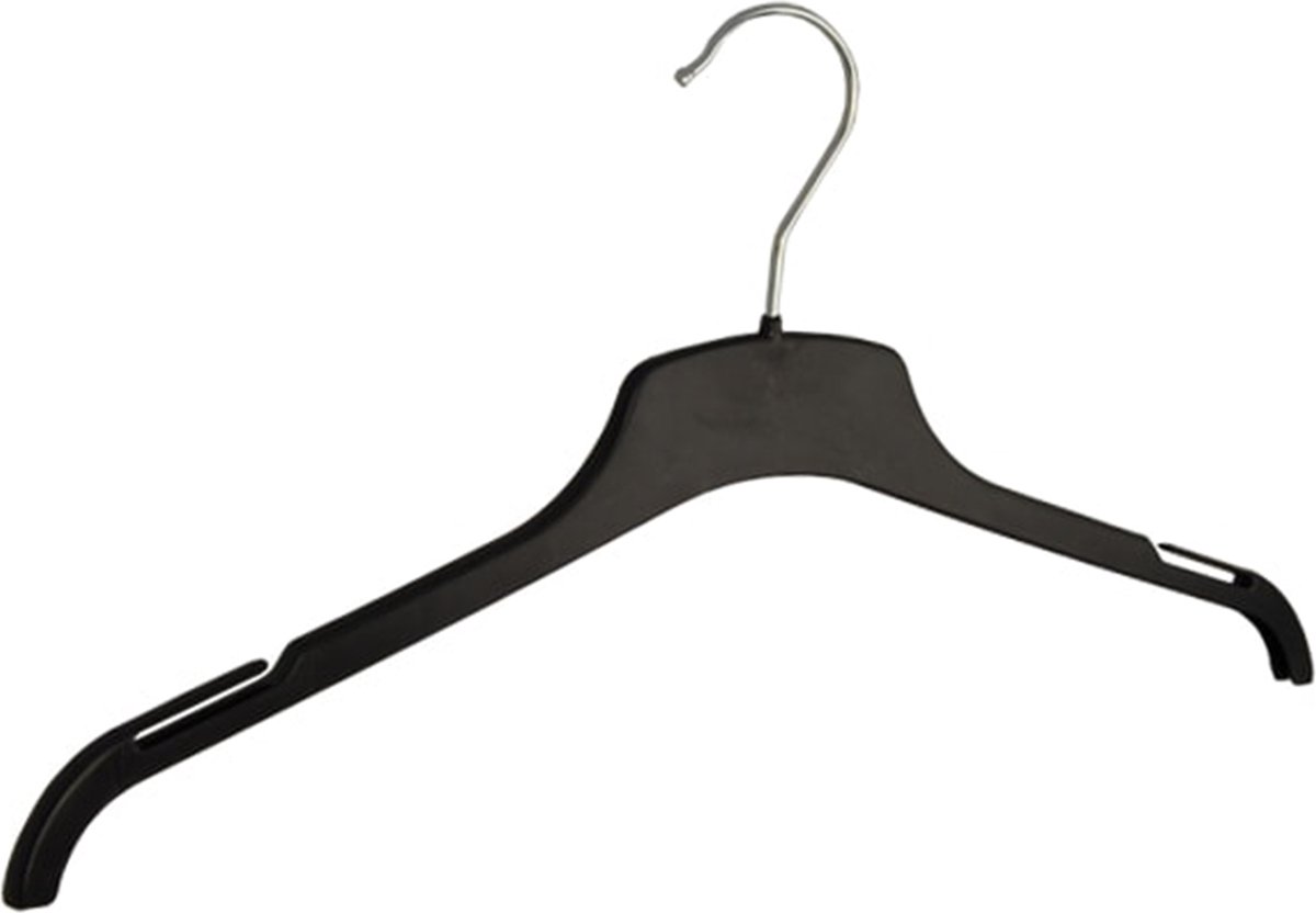 De Kledinghanger Gigant - Kledinghanger - Volwassenen - CTP43 - 50 Stuks - Blousehanger - Shirthanger - Kunststof - Zwart - Rokinkepingen - 43 cm - Kleerhanger - CTP-Serie (CTP43_00/50)