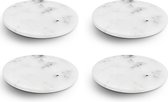 Chic Mix – Marmeren Onderzetters – Design Onderzetters voor Glazen – Marmeren Onderzettersset – Marmer – Set van 4 – Marble Coasters – Witte Ronde Glasonderzetters