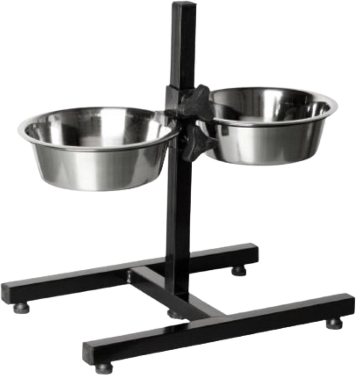 H-standaard incl. voerbak 28 cm XXL + extra 1x 175gr Lakse Kronch original - (maat zeer grote honden zie omschrijving) - voerbak eetbak in hoogte verstelbaar zwart - formaat doggen - voerstandaard - hoogte 55 cm - kwaliteit A klasse - waterbak hond