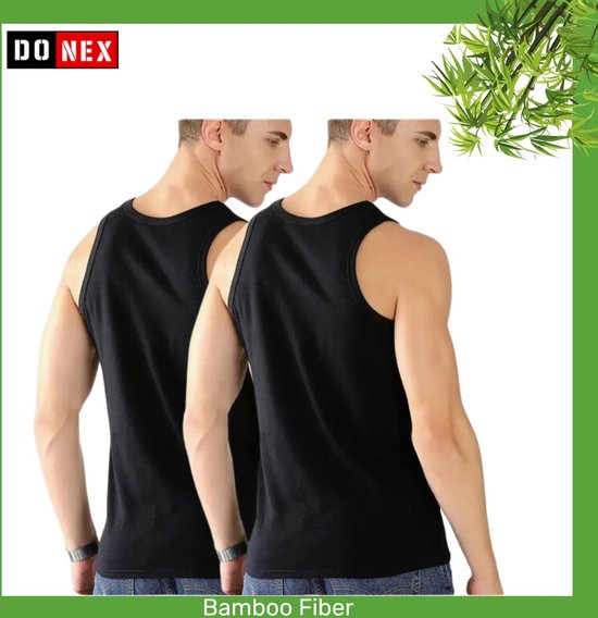 Lot de 2 débardeurs de luxe pour homme en bambou Donex – Noir – Taille L