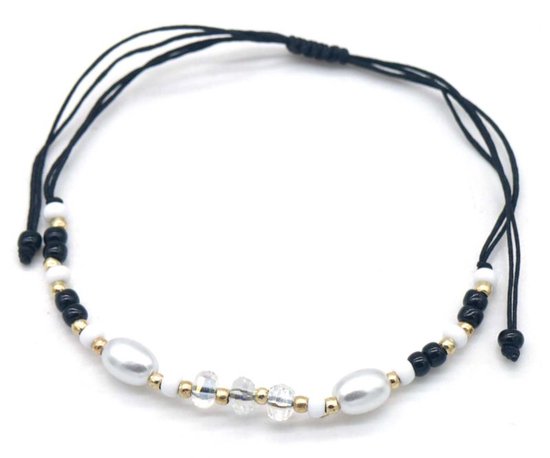 Bracelet Femme - Perles et Perles - Longueur Ajustable - Zwart