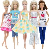 Poppenkleertjes - Geschikt voor Barbie - Set van 5 outfits - Kleding voor modepoppen - Jurk, broek, shirt - Cadeauverpakking