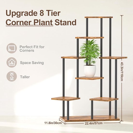 Plantenrek Hoek Etagere - Voor buiten in de tuin - Zwart metaal - 107x76x86 cm