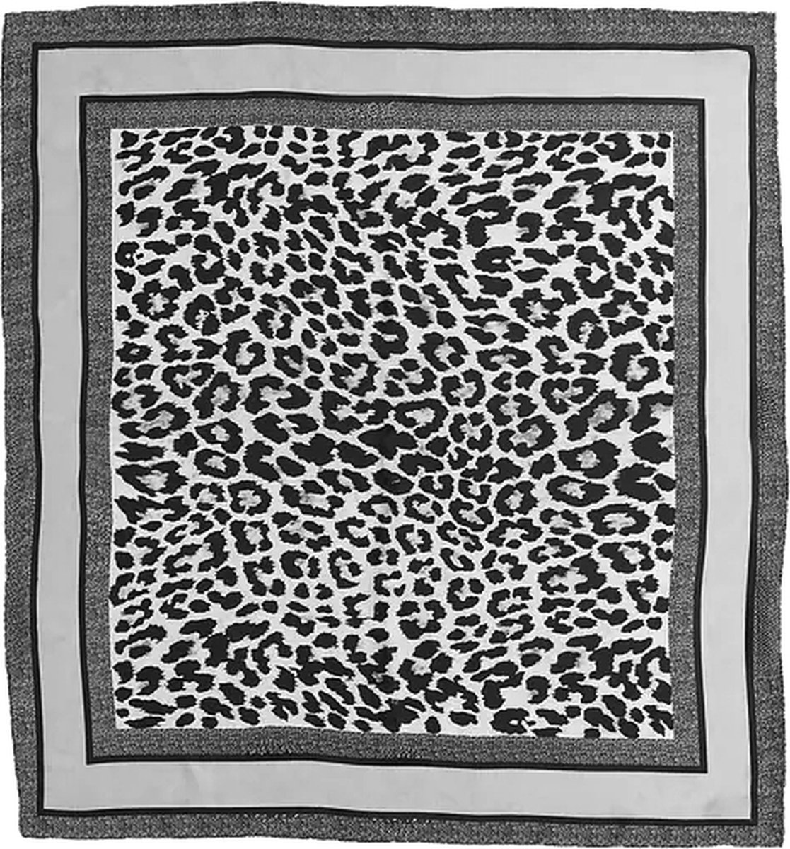 Satijnlook Sjaal Leopard - Zilver/Grijs | 65 x 65 cm | Polyester | Fashion Favorite