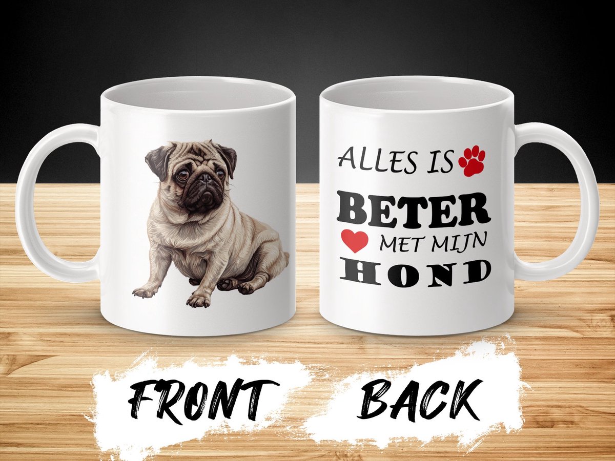 Mok Pug Alles is beter met mijn hond - dog - doglover