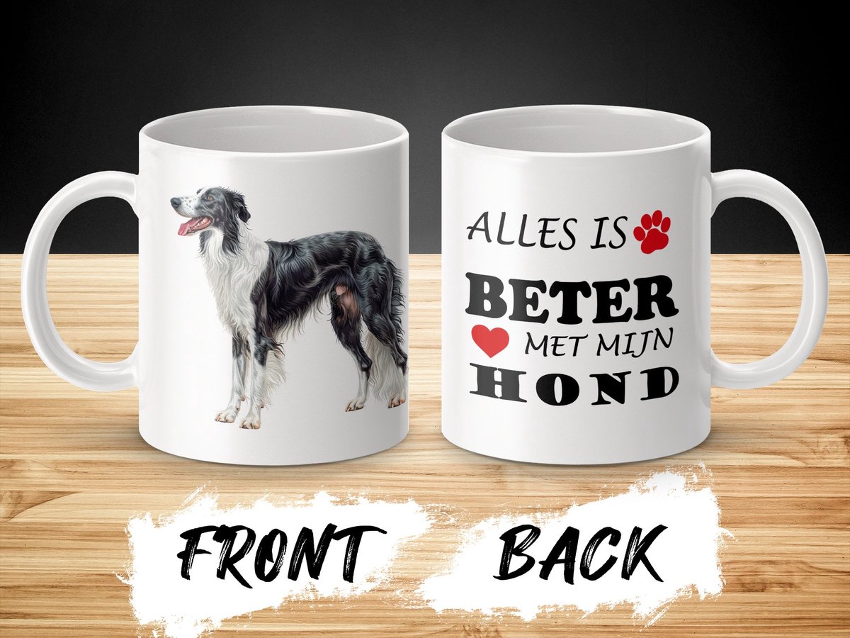 Mok Borzoi Alles is beter met mijn hond - dog - doglover