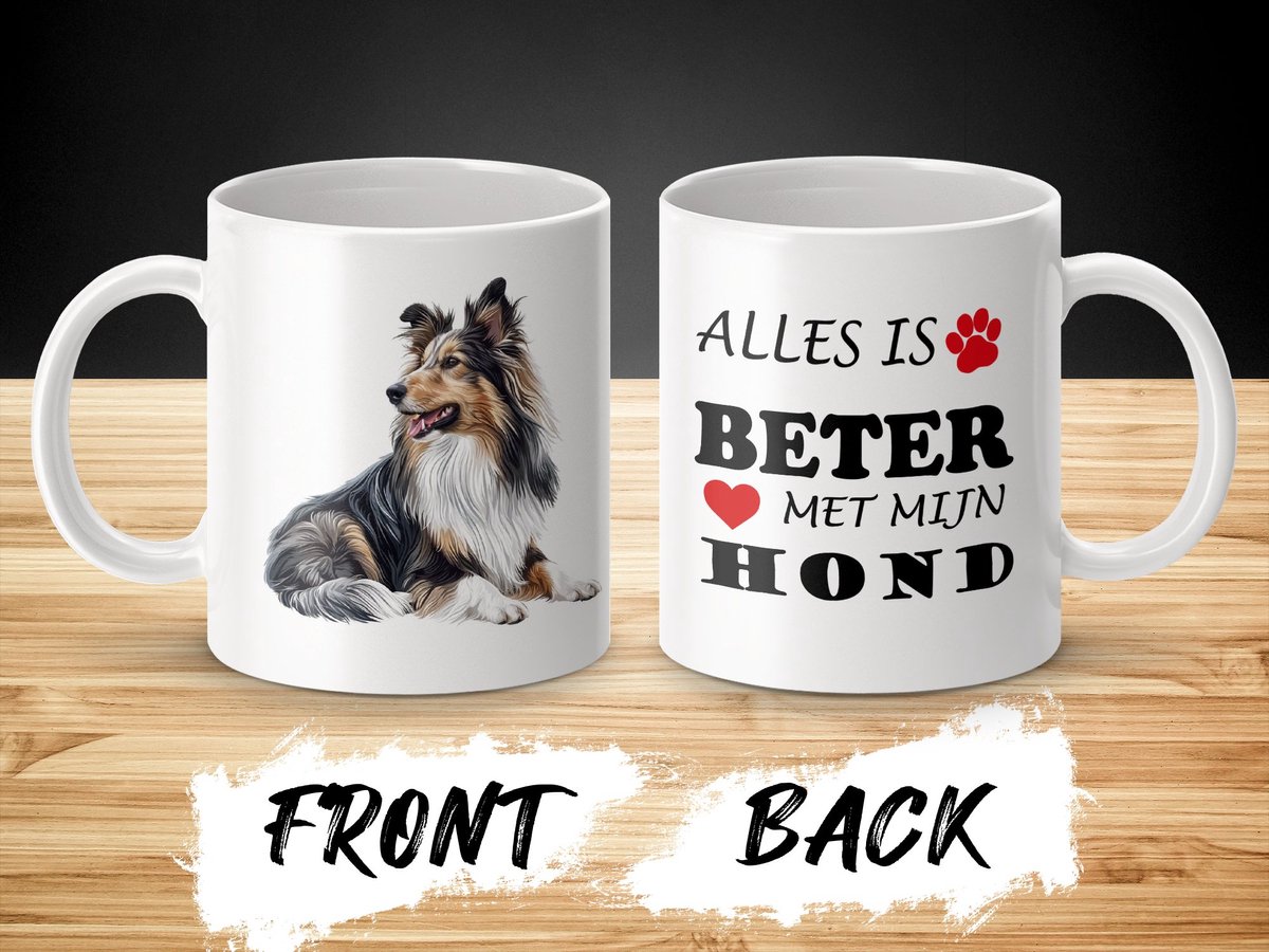Mok Shetland Sheepdog Alles is beter met mijn hond - dog - doglover