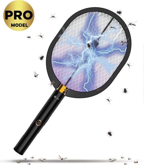 BP® Elektrische Vliegenmepper – Elektrische Muggenlamp – 2 in 1 – USB Oplaadbaar - 3000V - Vliegenvanger – Muggenvanger – Muggenlamp – Vliegenvanger Elektrisch - Nederlandse Handleiding - Zwart