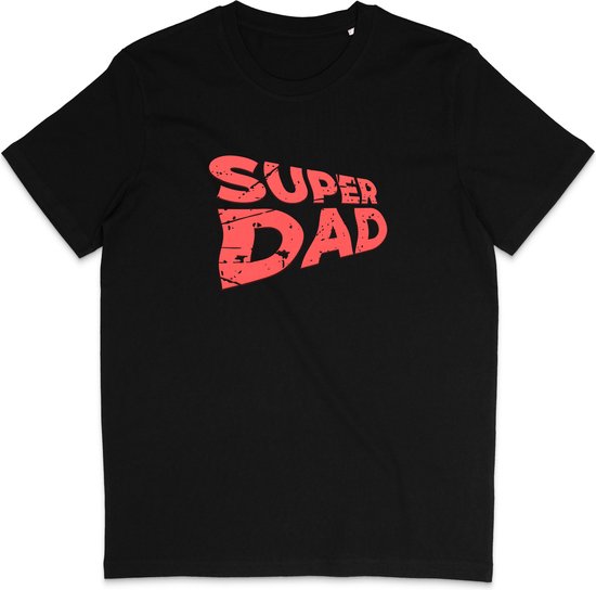 Heren T Shirt - Super Papa - Dad - Zwart