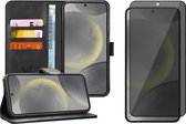 Hoesje geschikt voor Samsung Galaxy S24 Plus - Privacy Screenprotector Volledig Dekkend Glas - Portemonnee Book Case Zwart