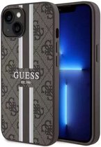 Guess 4G Printed Stripe Back Case (MagSafe Compatible) - Geschikt voor Apple iPhone 14 (6.1") - Bruin
