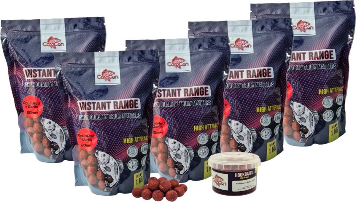 5kg Instant Range Boilies 'RobinRed 'n Garlic' + Hookbaits - 15mm - Boilies Karper Aas
