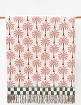 Sissy-Boy - Jacquard deken met palmboom patroon en franjes (130x180cm)