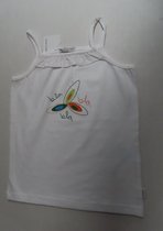 Topje - Mouwloos T shirt - Meisje - Wit - bloem- 4 jaar 104