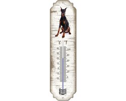 Foto: Thermometer dobberman hondenras temperatuur binnen en buiten 25 tot 45c