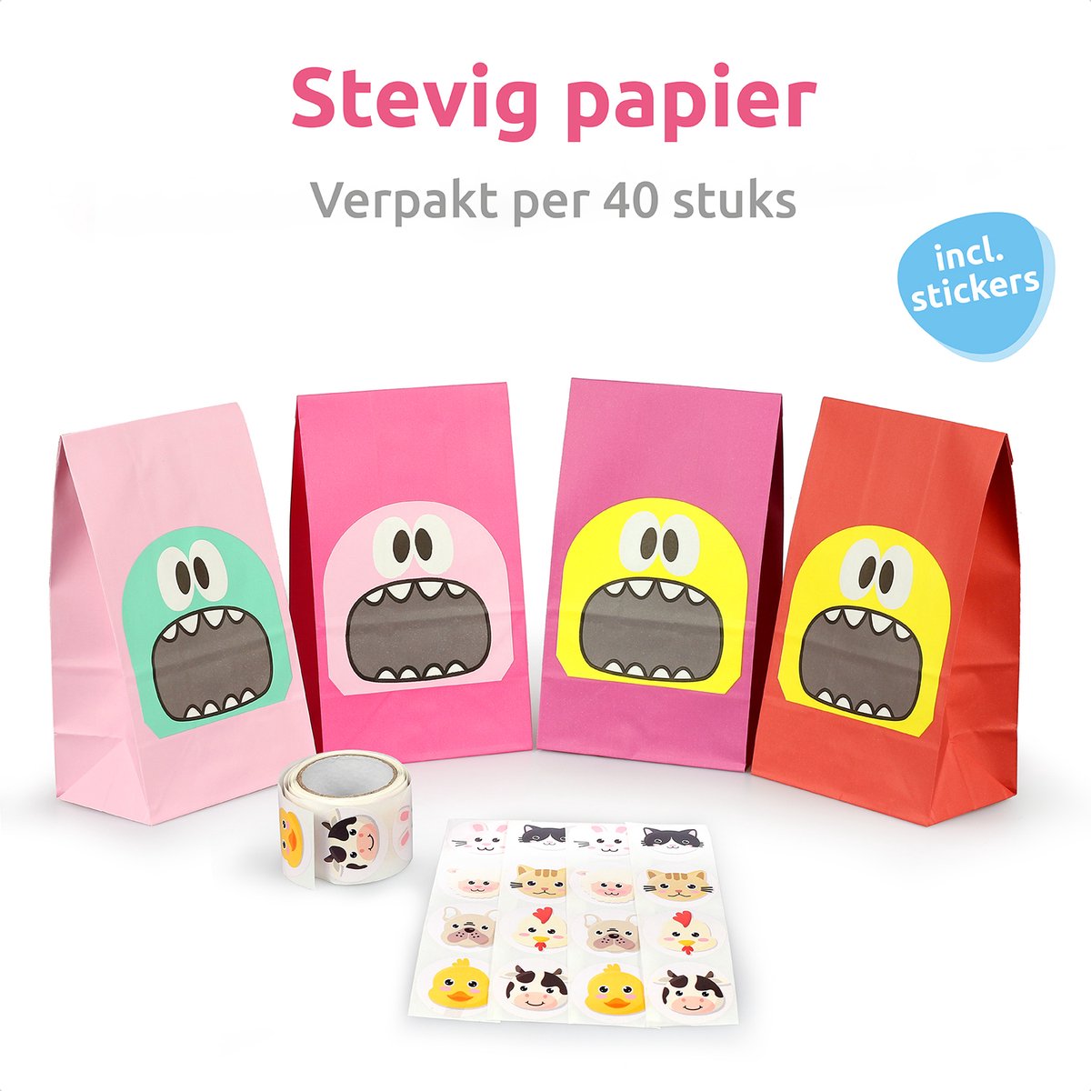 Isa's Friends® Uitdeelzakjes + Stickers - Monsters - 40 stuks - Stevig Papier - Traktatie zakjes — afbeelding 7
