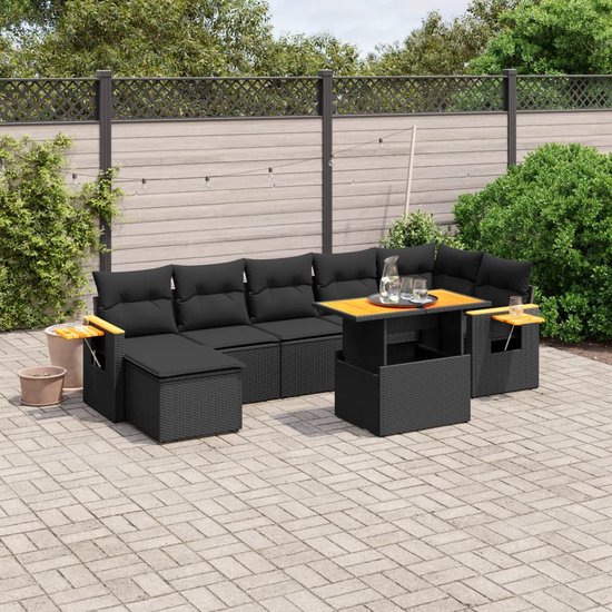 vidaXL-8-delige-Loungeset-met-kussens-poly-rattan-zwart