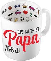 Bellatio Decorations Cadeau koffie/thee mok voor papa - rood - blij met papa - 300 ml - Vaderdag
