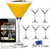 TEN® Cocktailglazen Kristalglas 240ml - 6 stuks + 112 COCKTAILRECEPTEN - Hoogwaardig Kristalglas - Martini Glazen - Coupe glas - Espresso Martini