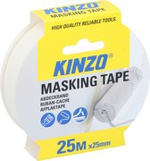Kinzo Afplaktape/schilderstape - wit - 25mm x 25m - voor binnen/buiten