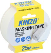 Kinzo Afplaktape/schilderstape - wit - 36mm x 25m - voor binnen/buiten
