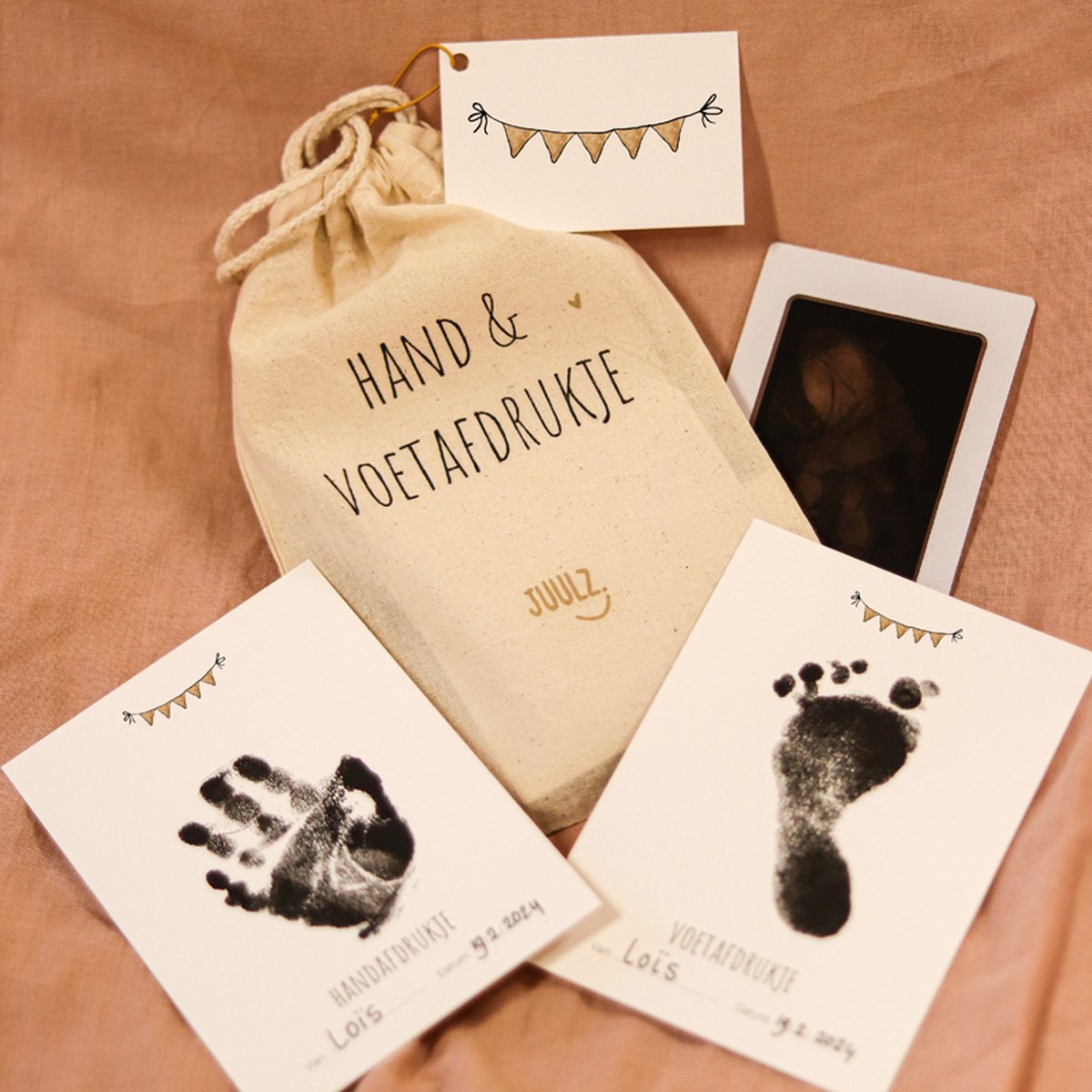 Goedkoopste Juulz Illustrations - hand en voetafdrukje - kraamcadeautje - voetafdrukje baby - inktpad - touchless inkt pad
