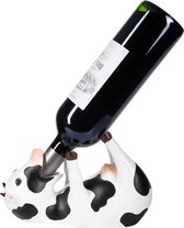 Wijnflessenhouder dorstige koe - flessenhouder drinkende dieren - flessenstandaard grappig - decoratief figuur boerderij handbeschilderd wijnaccessoires voor wijnbar - grappige decoratie -