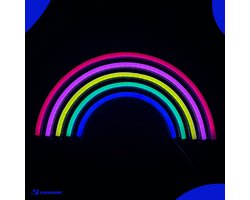 Neon Lamp - Regenboog - Incl. Ophanghaakjes - Neon Sign - Neon Verlichting - Neon Led Lamp - Wandlamp