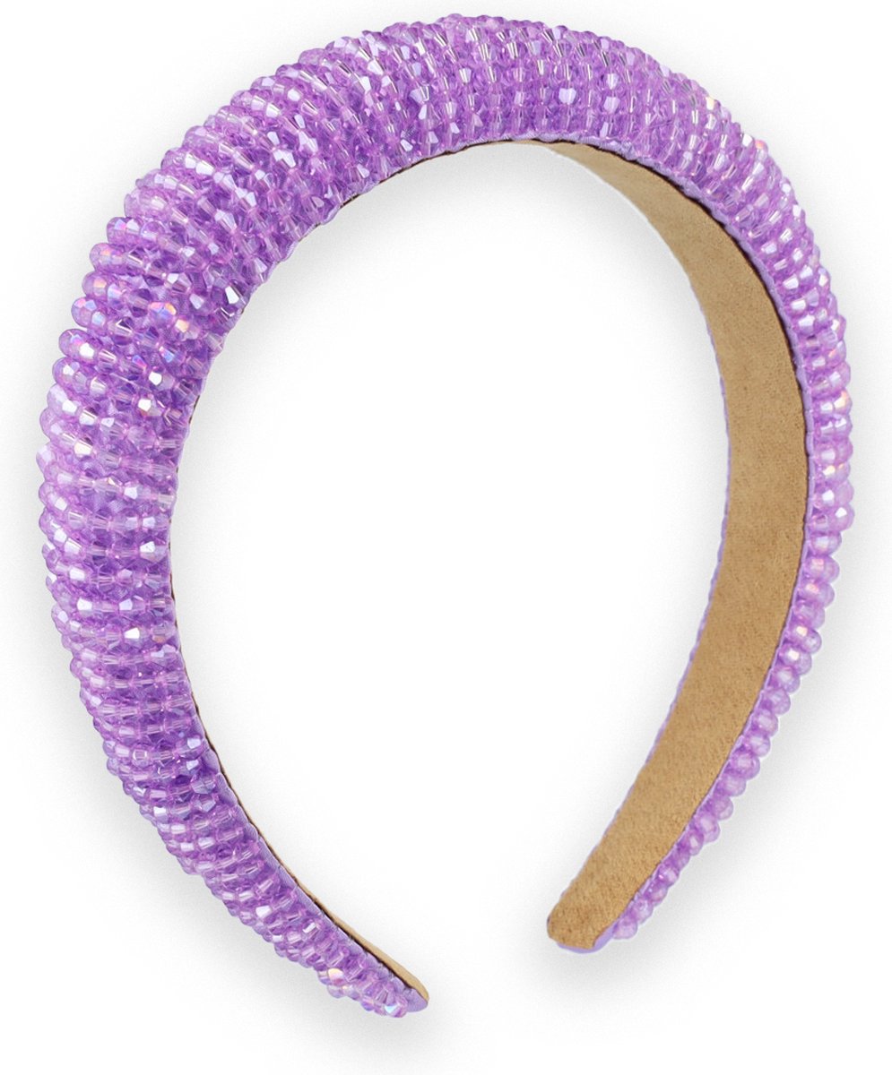 Lajetti - Strass Steentjes Haarband Dames Diadeem Lila Glitter