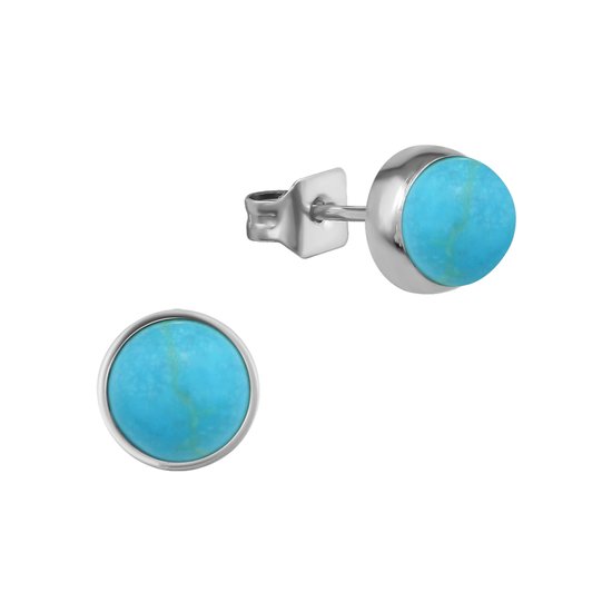 Aramat Jewels - Zweerknopjes Blauw - Oorbellen Chirurgisch Staal - Zilverkleurig 6mm - Cadeau - Voor Haar en hem- Sieraden - Trendy Accessoires
