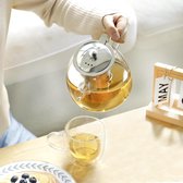 Theepot 1500 ml theepot van borosilicaatglas met afneembare roestvrijstalen infusor voor losse thee voor thee en koffie, kookplaat veilig en hittebestendig geblazen glas