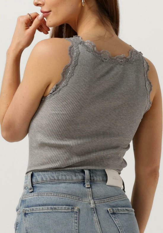 Rosemunde Silk Top W/ Lace Tops & T-shirts Dames - Shirt - Lichtgrijs - Maat M