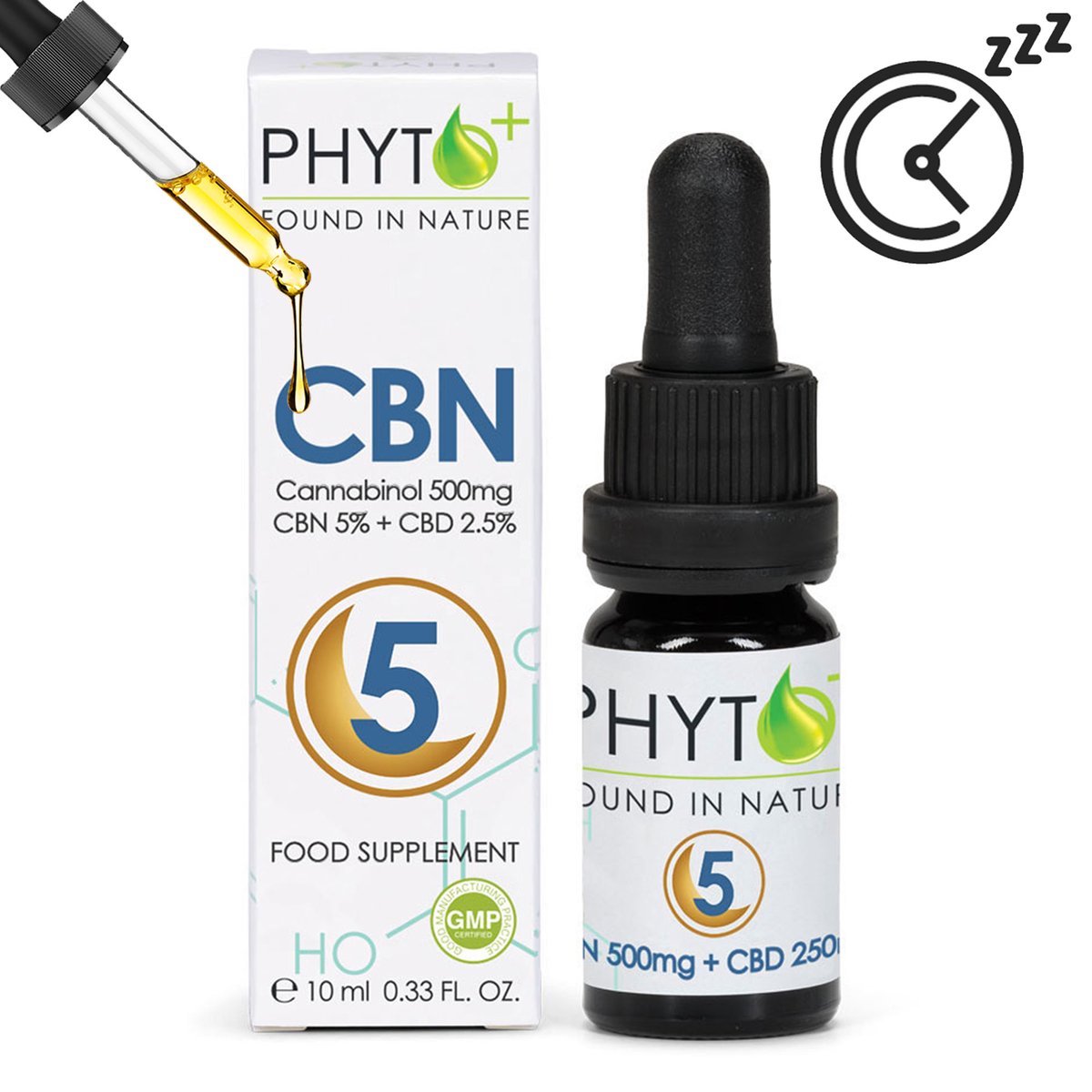 Goedkoopste Phyto Plus® CBN Olie - Druppels 5 - CBD 2.5 Mix - Full Spectrum - 5 Procent - Cannabinol - CBN - 500mg - Cannabidiol - Puur - Supplement - Hennepolie - Cannabis olie - Wietolie om te Slapen