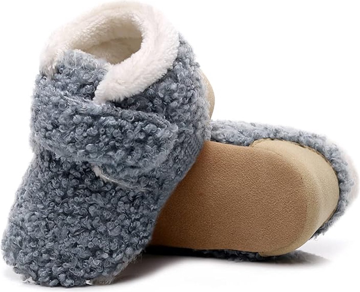 Steppies Babyslofjes met Antislipzolen - Blauw - Maat 20-21 (12-18 maanden, 13 cm) - Zachte Pluche Slofjes