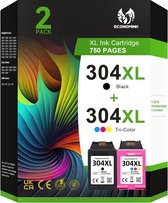 304XL printercartridges, 304XL zwart en kleur compatibel voor HP 304 printercartridges, voor Envy 5030 5010 5020 5032 DeskJet 3750 3760 2620 2600 3720 2630 2622 3735 3762 printers (2-pack)