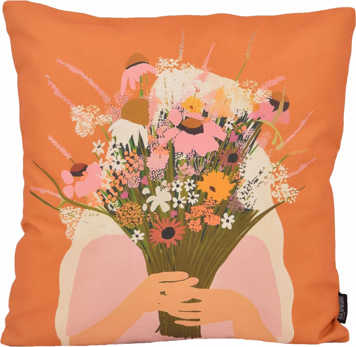 Gek op Kussens! Bouquet / Boeket Kussenhoes | Katoen/Linnen | 45 x 45 cm Oranje/Multi