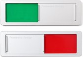 Promessa-Design - Vrij Bezet schuifbordje zonder tekst - Groen Rood - Aluminium Look - 13 cm x 4 cm x 0,6 cm.