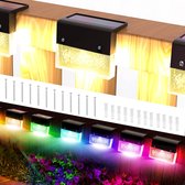 tuin lamp 6 stuks lampen op zonne-energie voor buiten, tuin, waterdichte led-heklichten met 2 modi (RGB/warmwit), zonnelampen, outdoor licht voor binnenplaats, terras, trap, trappen, hekken, [Energieklasse A+++]