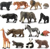 dieren 14 stuks dierenfiguren, set van 14 stuks, bos, speelfiguren, speelgoed, jungledierfiguur, kleine dieren, plastic dieren, dierentuin, boerderij, wild, paasei, Kerstmis, decoratie cupcake-topper
