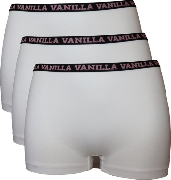 Vanilla - Dames boxershort, Ondergoed dames, Lingerie - 3 stuks - Egyptisch katoen - Wit - XXL