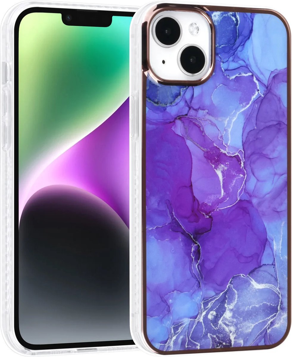 TPU Back Cover hoesje - Marble Paars - Geschikt voor: iPhone 14
