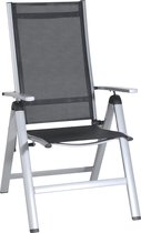Vouwstoel Monza zilver/zwart - 7-voudig verstelbare rugleuning - voor binnen en buiten - vuilafstotend - zitmaten: ca. 41 x 42 x 44 cm