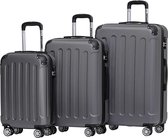 Bol.com TRVLMORE Kofferset - 3 Delig - Complete Set - 38L Handbagage + 70L en 110L Ruimbagage - Donkergrijs aanbieding