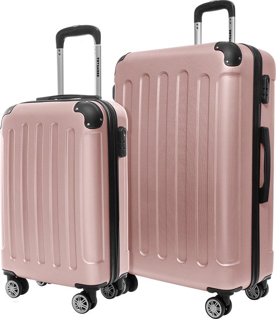 Foto: Trvlmore kofferset 2 delig 38l handbagage 110l ruimbagage lichtgewicht trolley reiskoffer set ros goud