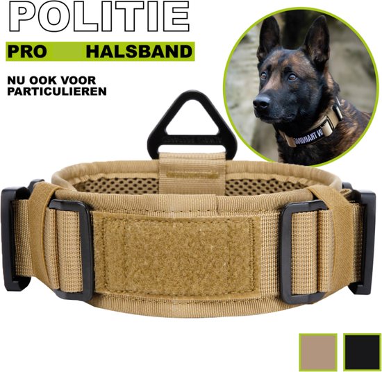 Collier Tactique Chien Avec Poignée - Nylon Rembourré, Boucle Métal - Réglable Pour Chiens Moyens/grands - Taille L (46-55 Cm)