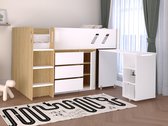 Vente-unique Combinatiebed hout natuurlijk licht 90 x 190 cm