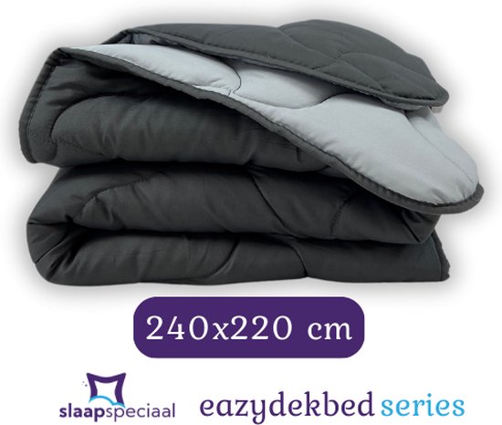 Slaapspeciaal Zomerdekbed - eazydekbed ® Series Antraciet/Grijs - Dekbed zonder overtrek | 240x220 cm - 30 dagen proefslapen - Hoesloos dekbed - Bedrukt dekbed zonder overtrek - Dekbed in kleur - Gekleurd dekbed - Lits Jumeaux Dekbed