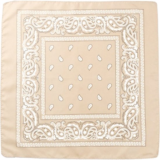 Fako Fashion® - Bandana - Hoofddoek - Mondbescherming - Zakdoek - Sjaal - Paisley - Beige